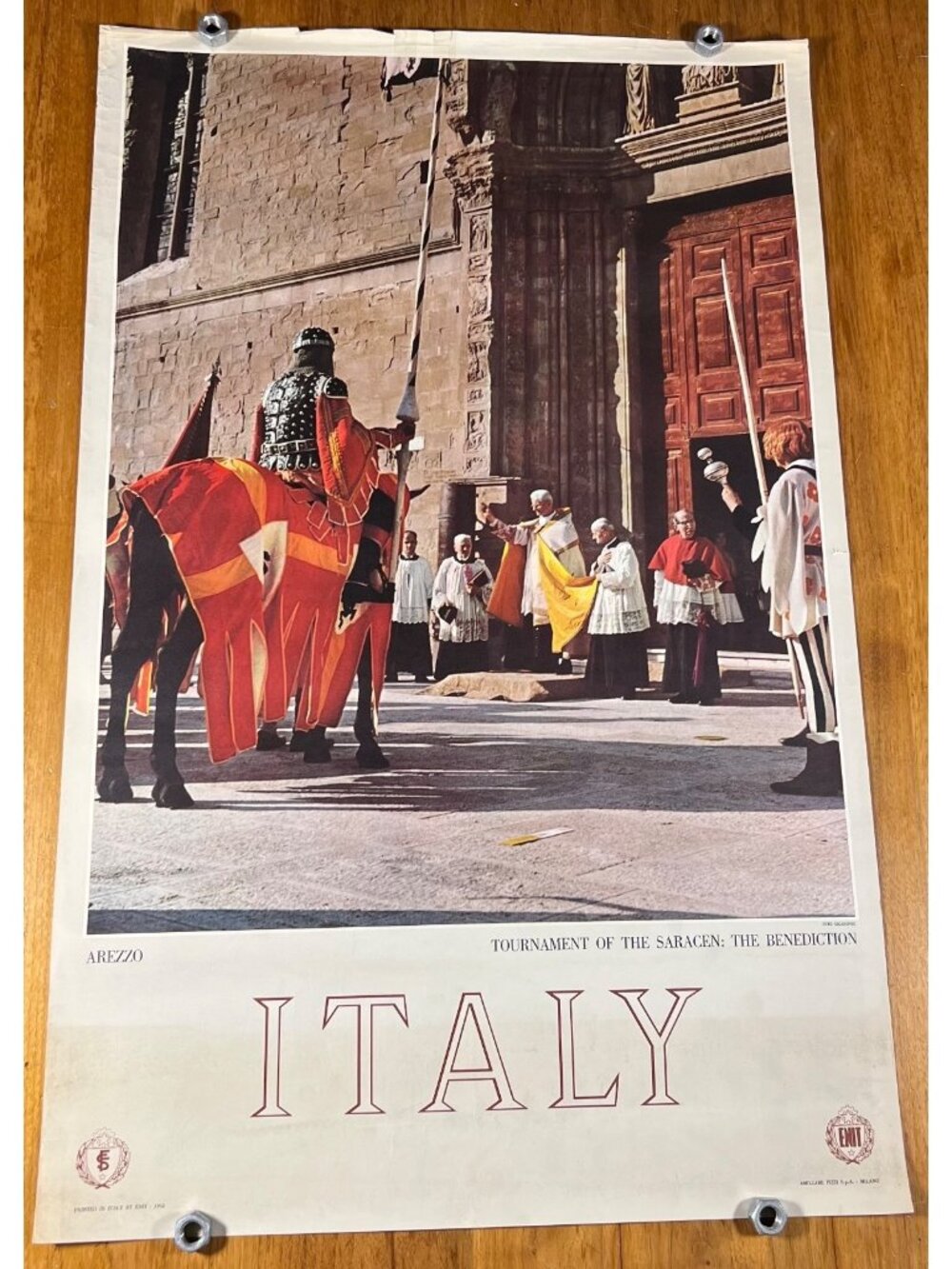 Arezzo-Tournament of the Saracen~1960 Orig. Vtg Travel Poster Italy By ENIT